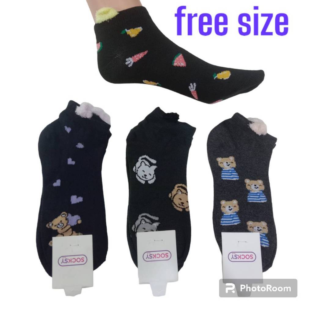 ถุงเท้าข้อสั้นฟรีไซต์ แบรนด์Socksy VZR0062 TOTAL 1DOZ 6คู่12 คู่ คอสั้น( free size ) คู่ขายดีอันดับ1****5