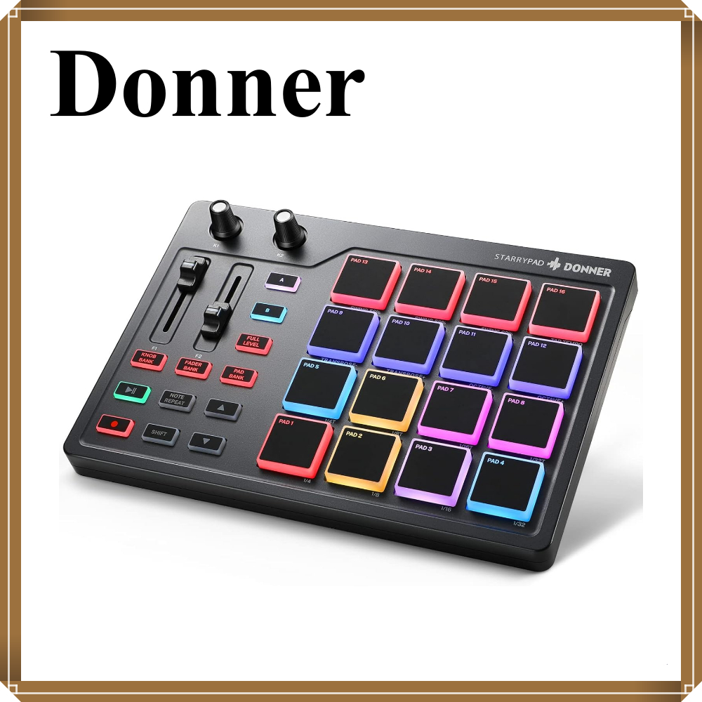 Donner MIDI Controller 16 แผ่นการผลิตเพลง USB Type-c พร้อมแบ็คไลท์ STARRYPAD [ส่งตรงจากญี่ปุ่น]