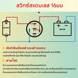 1 ชิ้น สวิตช์ล็อคตัวเอง สวิตช์ไฟLED DC 12-24V 5A 12มิล/16มิล สแตนเลส ไฟสีน้ำเงิน ไฟแดง กดติด กดอีกทีดับ สวิทซ์สแตนเลส