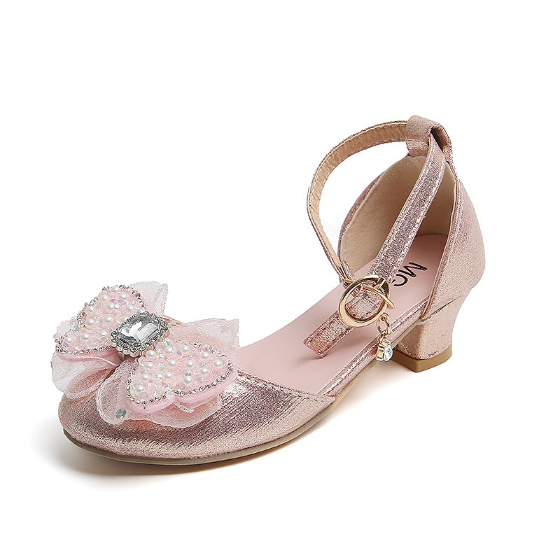 KIDSZONE รองเท้าส้นสูงเด็กผู้หญิง แต่งโบว์ด้านหน้า รุ่น V05