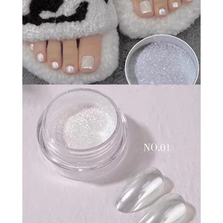 ผงขัดเล็บขาวไข่มุก ผงกระจกเงา Mirror white-Mirror มี2เฉดสี มีฟองน้ำแถม ขนาด7.5g.