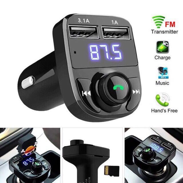 ส่งจากไทย X8 Dual USB Car Charger เครื่องเล่น MP3 FM Transmitter บลูทูธติดรถยนต์ ด้วยฟังก์ชั่นแฮนด์ฟรี