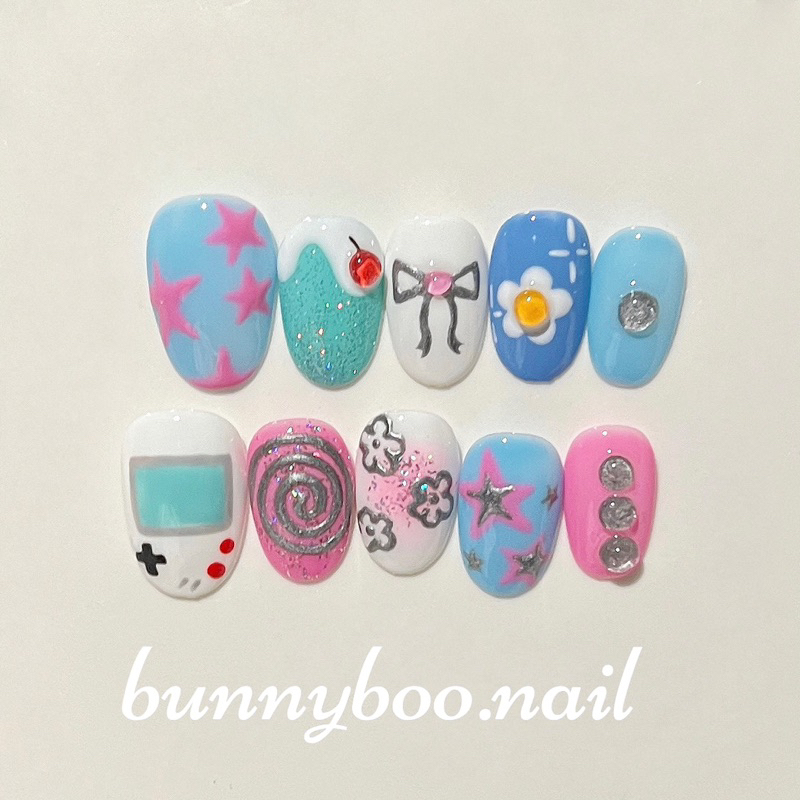 💅เล็บปลอมเจล かわいい1990 🩷づ❤︎ど🍒