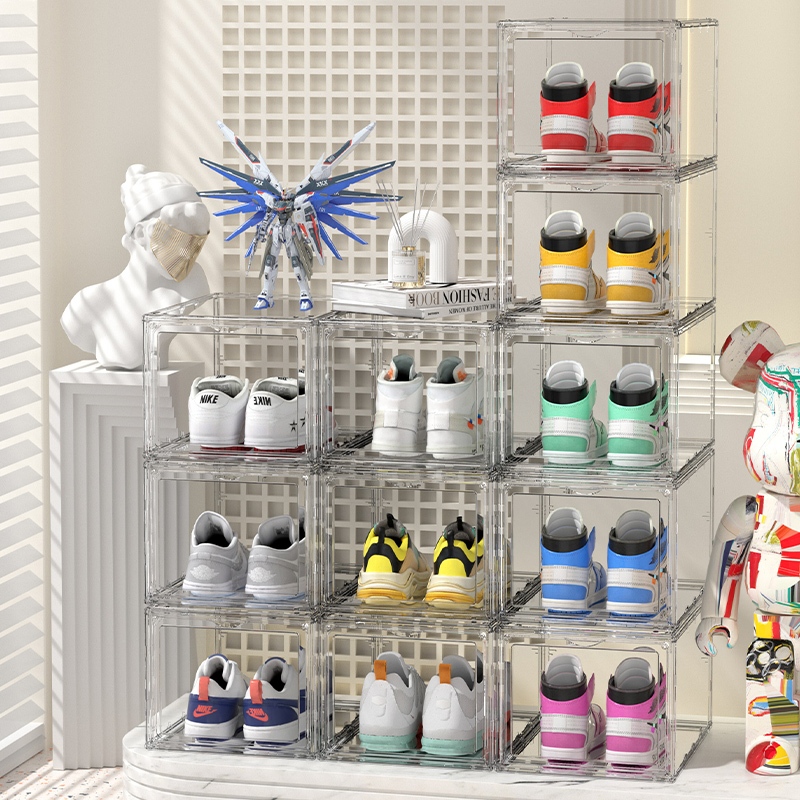 Ubear ตู้รองเท้าพับได้ กล่องใส่รองเท้า กล่องเก็บ กล่องไซส์ใหญ่ SHOE BOX ฝาเปิด-ปิด วางซ้อนต่อกันได้