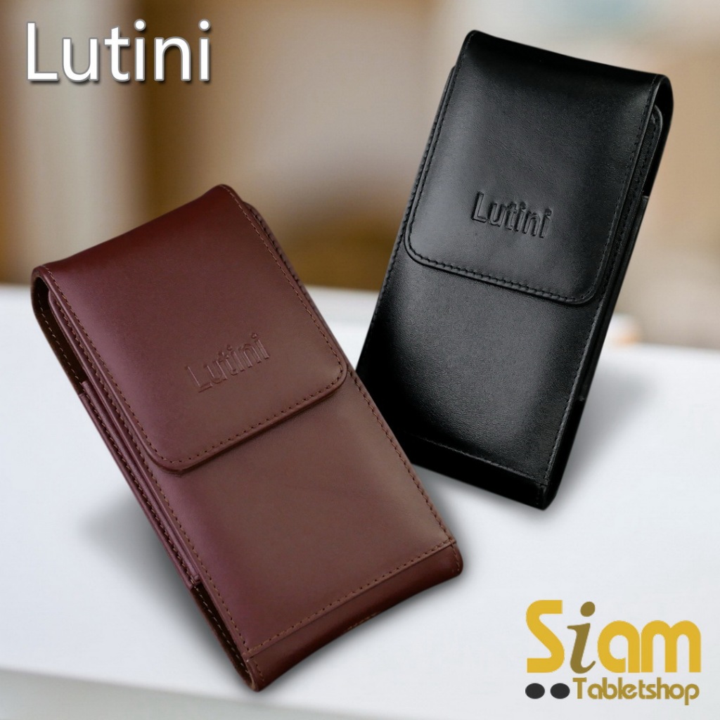 ☘ Lutini [แนวตั้ง] หนังวัวแท้ ซอง กระเป๋า คาดเอว ใส่มือถือ 2 เครื่อง ☘