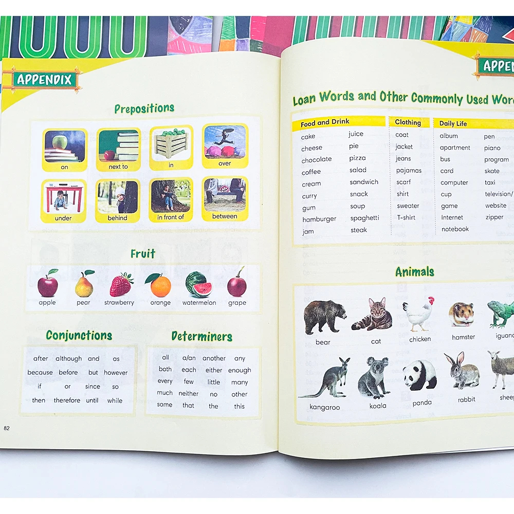 4 books/set 1000 Basic English words learning Level 1-4 Primary School Common Dictionary Textbook Workbook books for kid