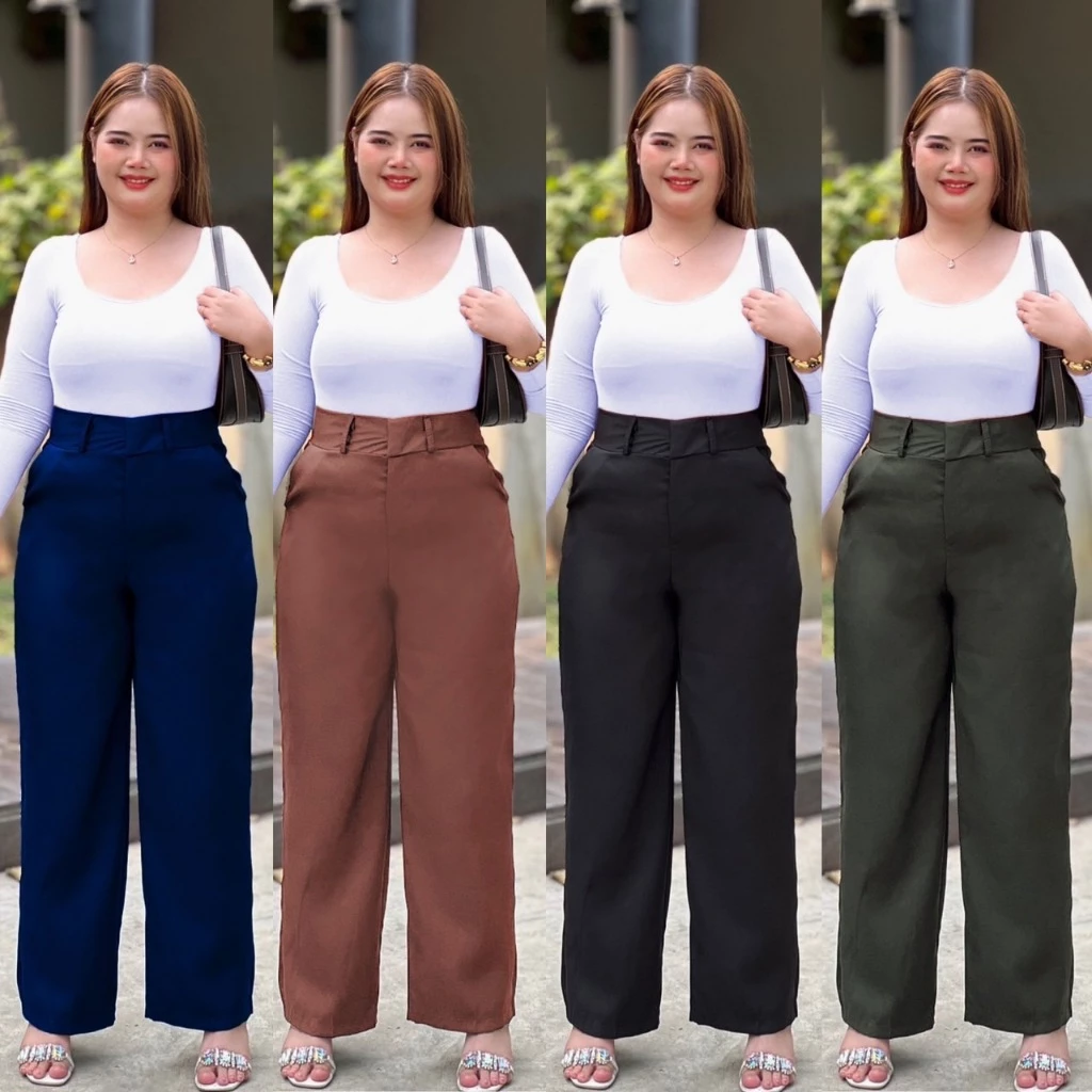 กางเกงเอวสูงสาวอวบ รุ่นตะขอหน้า2XL-6XL