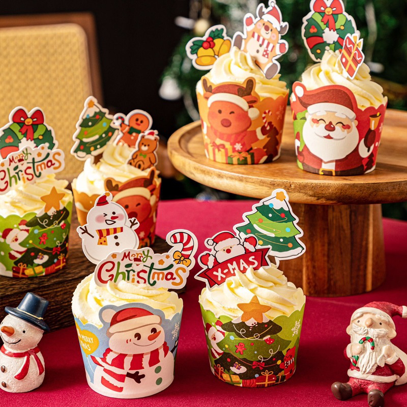 ถ้วยปาเนตโทน ถ้วยคัพเค้ก แพค50ใบ ถ้วยคัพเค้กคริสต์มาส Christmas Collection•พร้อมส่ง•