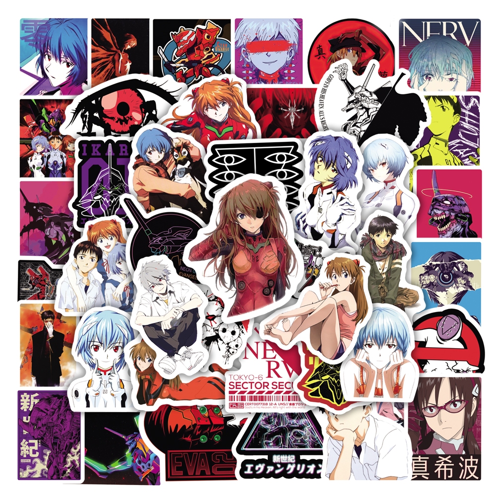 พร้อมส่ง JAPAN ANIME EVA Sticker สติกเกอร์ PVC กันน้ํา ลายการ์ตูนอนิเมะ (NEON GENESIS EVANGELION) (3-7ซม.) 50ชิ้น