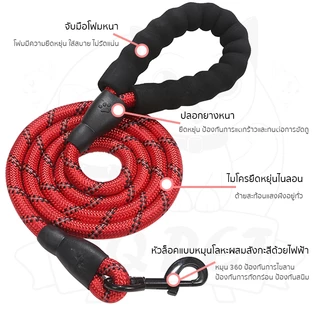 QQPET สายจูงสัตว์เลี้ยง สายจูงสุนัข สายคล้องคอสุนัข พร้อมที่จับ โฟมEVA หลายสี เหมาะสำหรับสุนัขขนาดกลางถึงใหญ่ แข็งแรงทนท