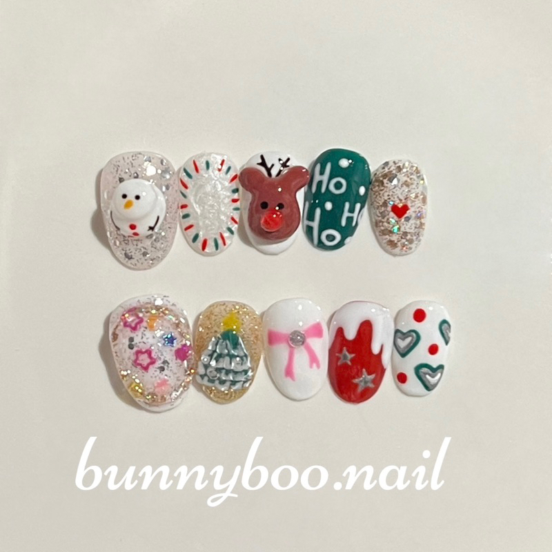 เล็บปลอมเจล ปั้นนูน Christmas Day X Snowman