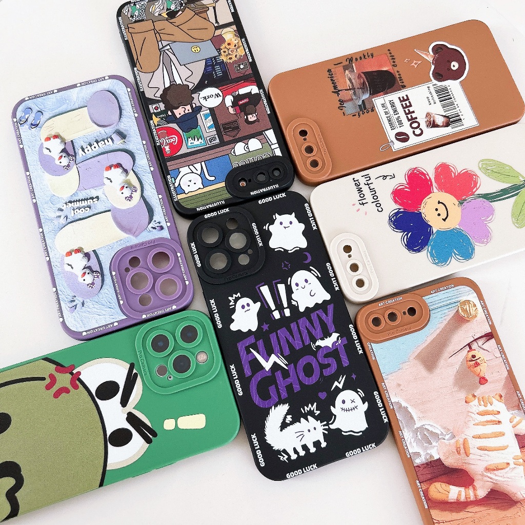 พร้อมส่ง เคสซิลิโคน สกรีนลายการ์ตูน เคสกันกล้อง รุ่น for iPhone 7 8 6plus 7plus XR 11/12/13/14/15/Pro/max 15Promax 15Pro