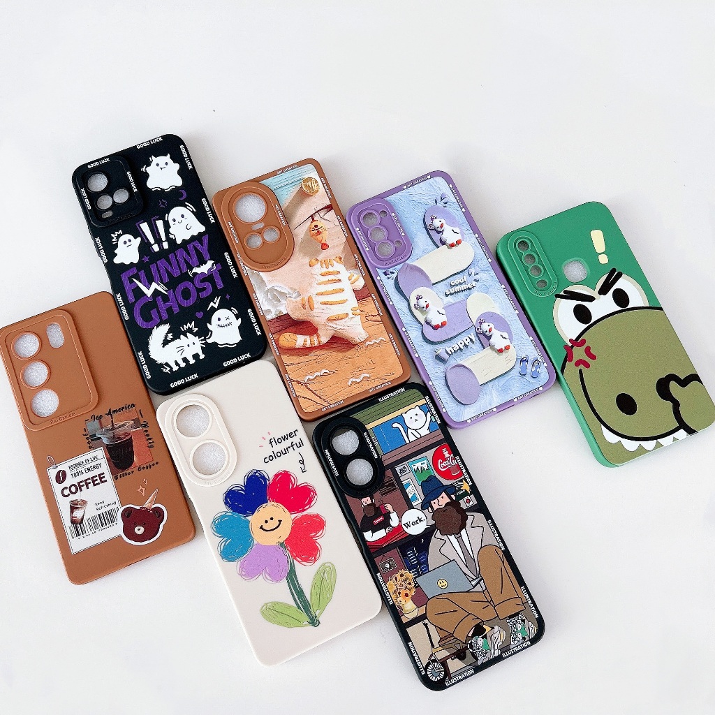 พร้อมส่ง เคสซิลิโคน สกรีนลายการ์ตูน เคสกันกล้อง รุ่น OPPO A16 A15 A17 A18 A98 A58 A52020 A57 A38 A78 A53 A5S A12 A77S