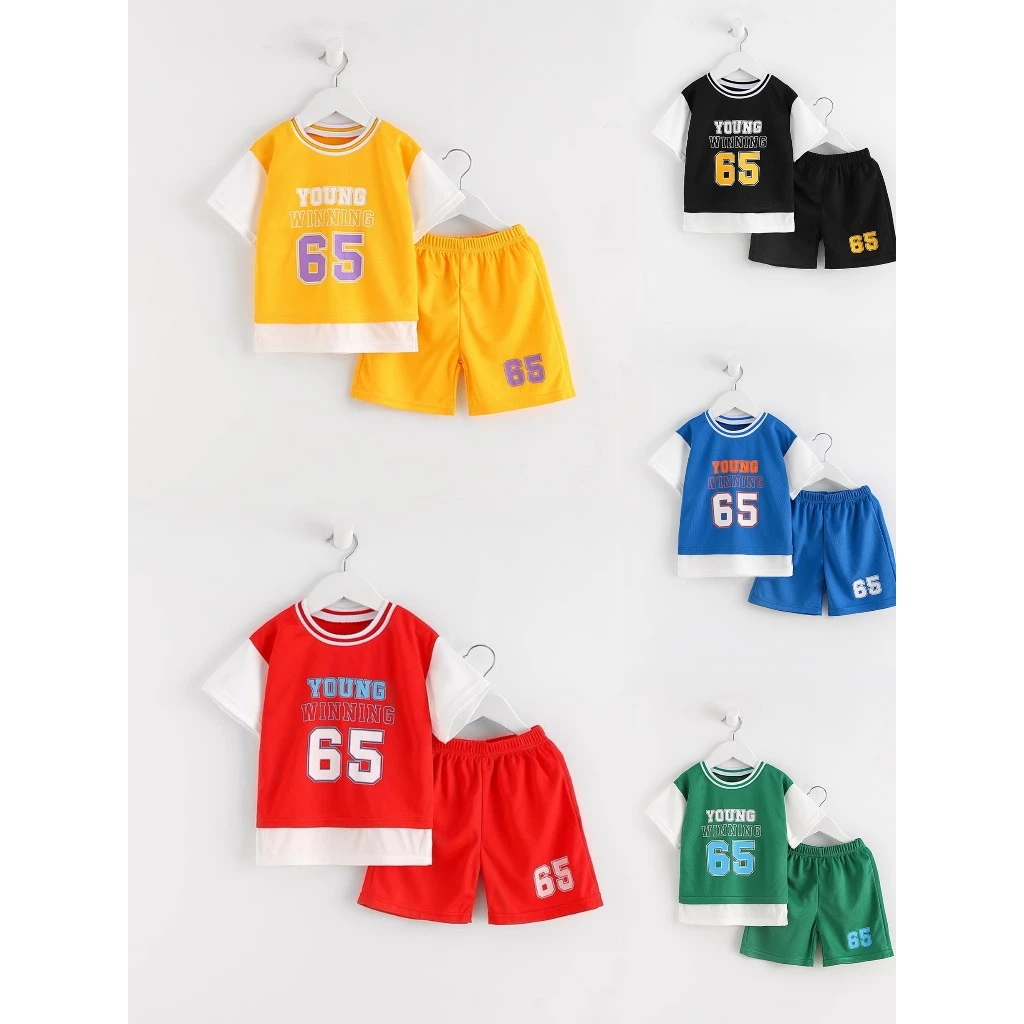 ชุดบาสเด็ก ชุดกีฬาเด็ก เสื้อผ้าเด็ก อายุ 6 เดือน - 6 ปี ผ้าระบายอากาศดี