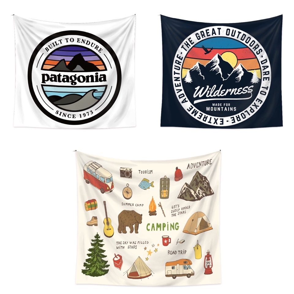พร้อมส่ง ผ้าแคมปิ้ง ผ้าแต่งห้อง ผ้าแขวนผนัง ฉากถ่ายรูป caravan.camping
