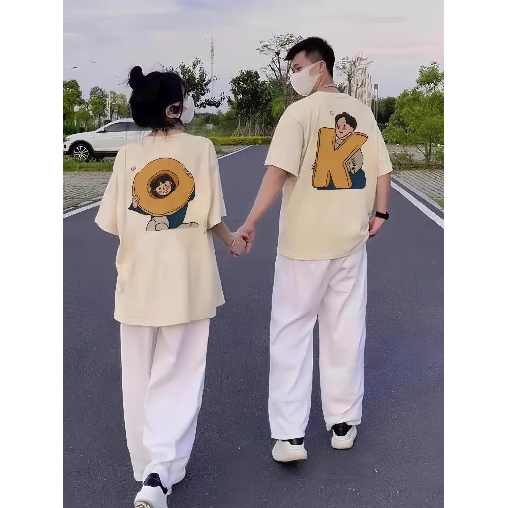 ส่งด่วน!! เสื้อยืดแฟชั่น แขนสั้น ผ้า Cotton100% Oversize เสื้อคู่รัก สไตล์เกลหลี แบบน่ารัก ทันสมัย มีหลายไซซ์ให้เลือก!!