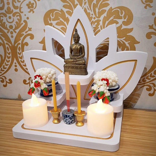 หิ้งพระขนาดเล็ก แท่นวางโมเดิร์น พระพิฆเนศ ไอ้ไข่ k10-bua01
