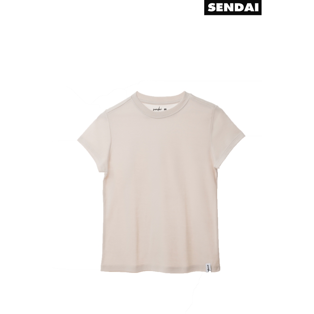 SENDAI เสื้อยืดคอกลมผู้หญิง สีเบจ