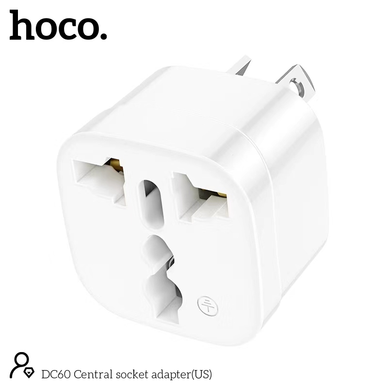 【ของแท้100% 】Hoco DC60 adapter ปลั๊กไฟ อะแดปเตอร์ 1 ช่อง อย่างดีแปลงจาก 3 ขา เป็น 2 ขาแบน
