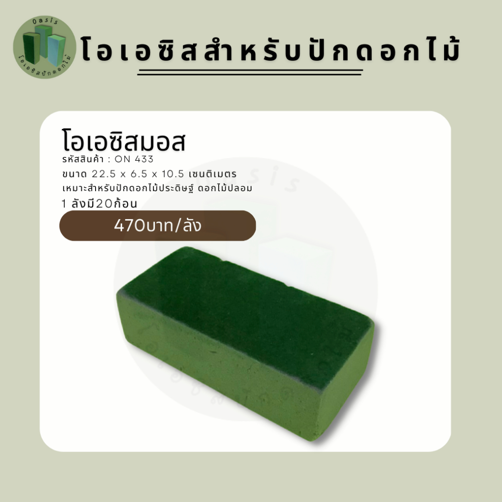 โอเอซิสมอสแห้งปักดอกไม้ โฟมปักดอกไม้ปลอม ลังละ20ก้อน
