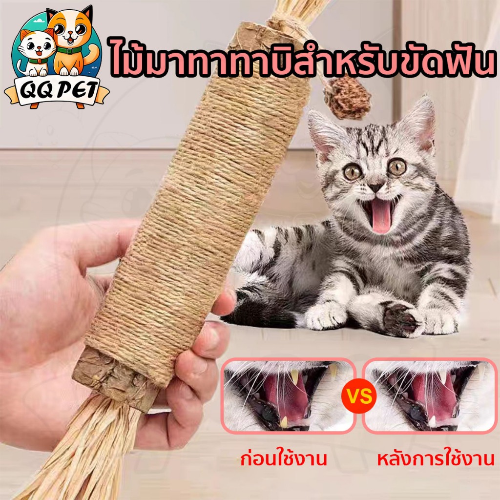 QQPET ของเล่นแมว ไม้มาทาทาบิ ขัดฟันแมว  ลดคราบหินปูน ไม้แมวเมา แคทนิปญี่ปุ่น