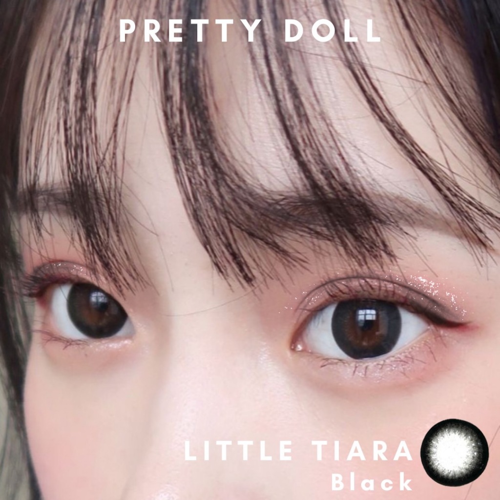 คอนแทคเลนส์ รุ่น Little tiara black แบรนด์ Pretty doll ค่าสายตาปกติ เลนส์นิ่มใส่สบายตา แถมตลับ