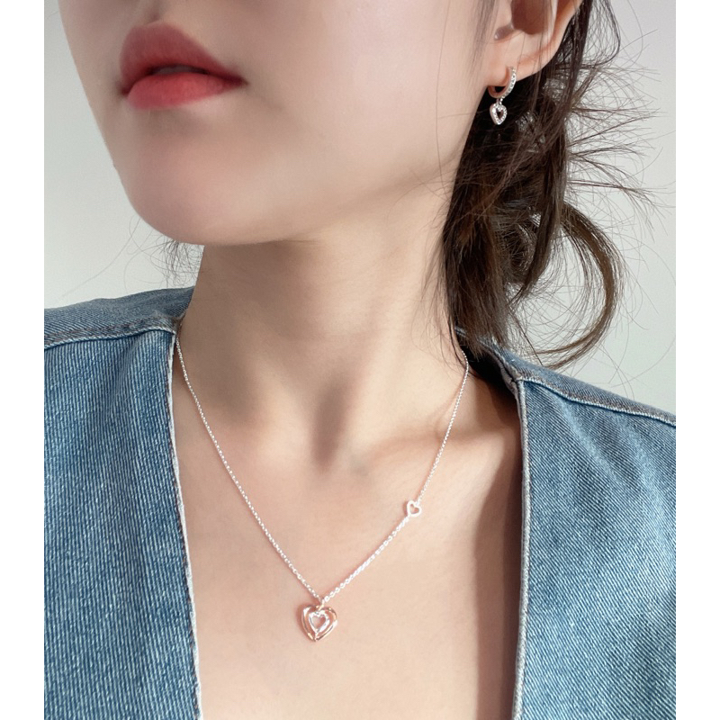 triple heart necklace (s925)