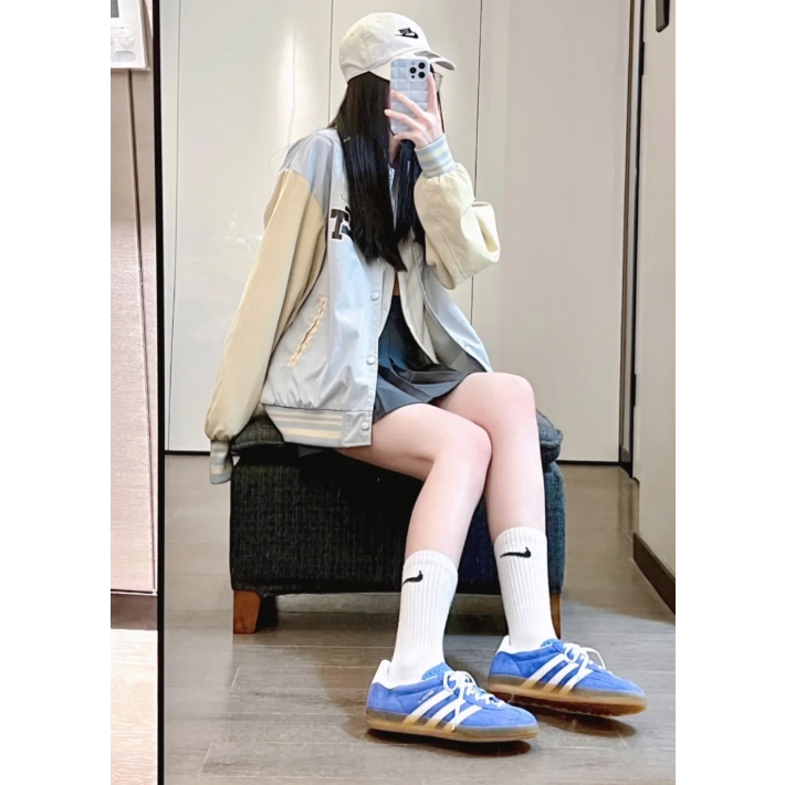 【ของแท้ 100%】adidas originals Gazelle Indoor Blue white brown