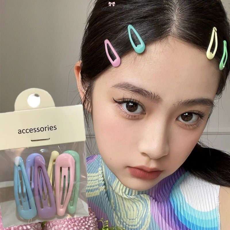COD-ราคาถูกที่สุด กิ๊ฟติดผมรูปหยดน้ําหน้าม้าคลิปด้านข้างสีมาการองน่ารักหวานสไตล์ญี่ปุ่นและเกาหลี เด็กนักเรียนสำหรับผู้หญ