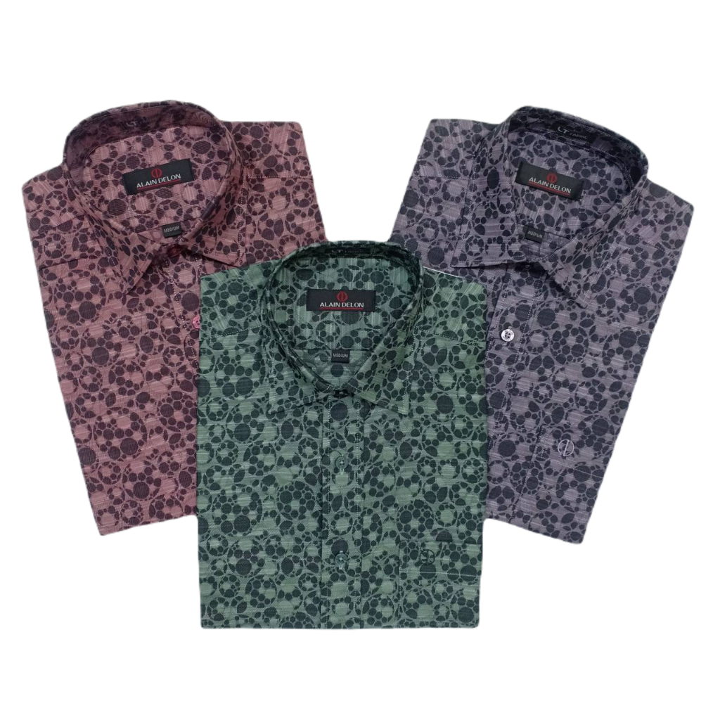 Alain Delon เสื้อเชิ้ต แขนสั้นผู้ชาย ทรง Basic ไม่เข้ารูป ชายตรง รุ่น ALP299-1