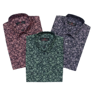 Alain Delon เสื้อเชิ้ต แขนสั้นผู้ชาย ทรง Basic ไม่เข้ารูป ชา…