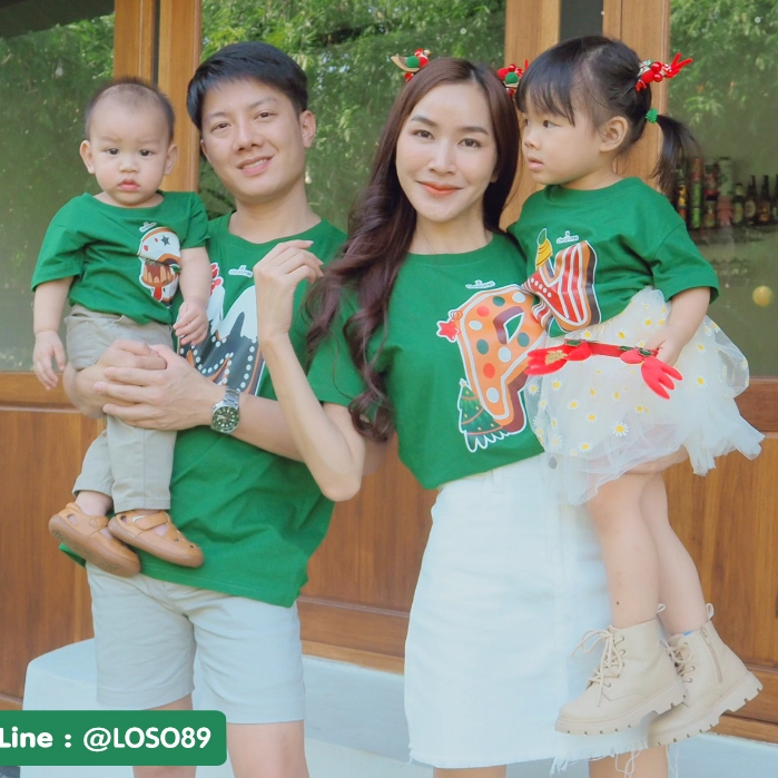 เสื้อยืดคริสต์มาส ABC รุ่น Basic เสื้อเขียว ( P )