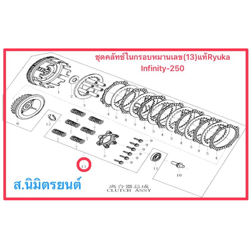 ชุดคลัทช์แท้Ryuka Ra-1-200 cc,Infinity-125,250 cc