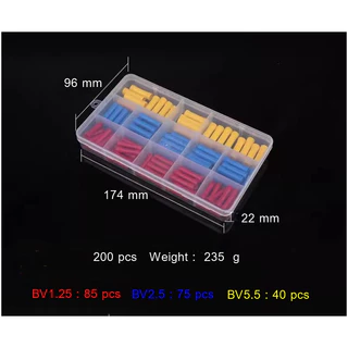 สลิปต่อสายไฟ ตัวต่อสายไฟ ต่อตรง แบบมีฉนวน BV-1, BV-2, BV-5 200 PCS