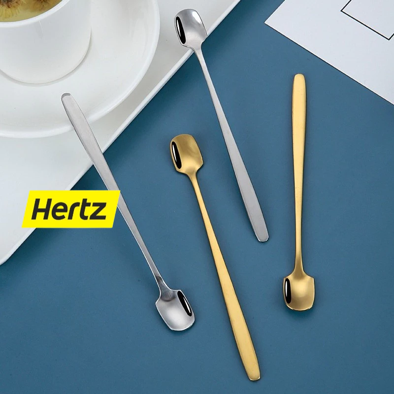 Hertz Cafe ช้อนกาแฟ สแตนเลส สี่เหลี่ยม เกาหลี 15cm มี2ส วัสดุอย่างดี