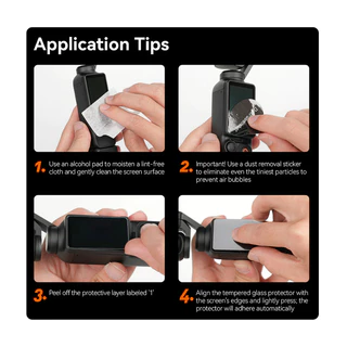 Telesin DJI Osmo Pocket 4 / 3 Tempered Film Set กระจกกันรอย เลนส์-หน้าจอ