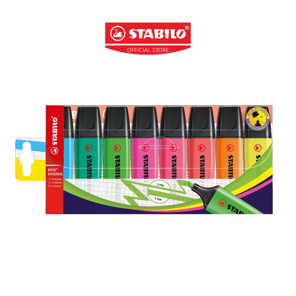STABILO Boss ปากกาไฮไลท์  ปากกาเน้นข้อความ แพ็ค 8 สี (70/8)