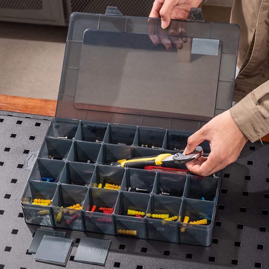 กล่องพลาสติกแยกช่อง กล่องแบ่งช่อง tool box กล่องเก็บของ DIY ถอดได้ เก็บเครื่องมือช่าง สกรู warmhouse