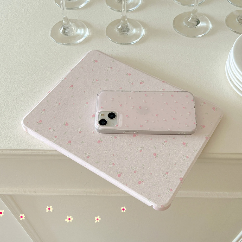 พร้อมส่ง เคสไอแพด MINI7 Air6 Gen9 Pink Floral หมุนได้ 360° อะคริลิค Gen8 สไตล์เรียบง่าย pro11 2024