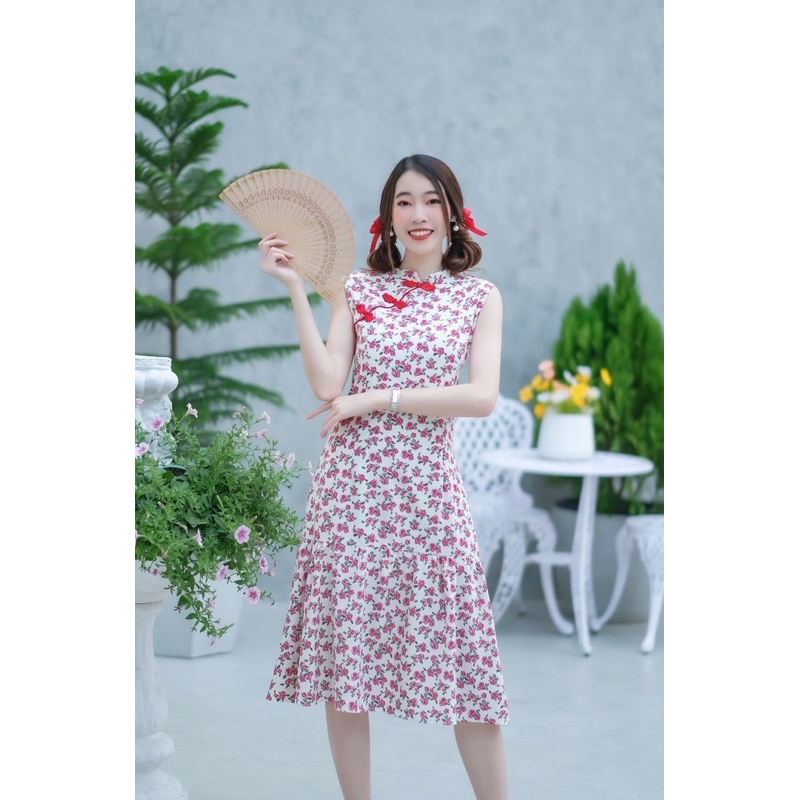 💮กี่เพ้า💮 พร้อมส่ง!! เดรสแขนกุดคอจีนผ้าไหมญี่ปุ่น - รูปที่ 3