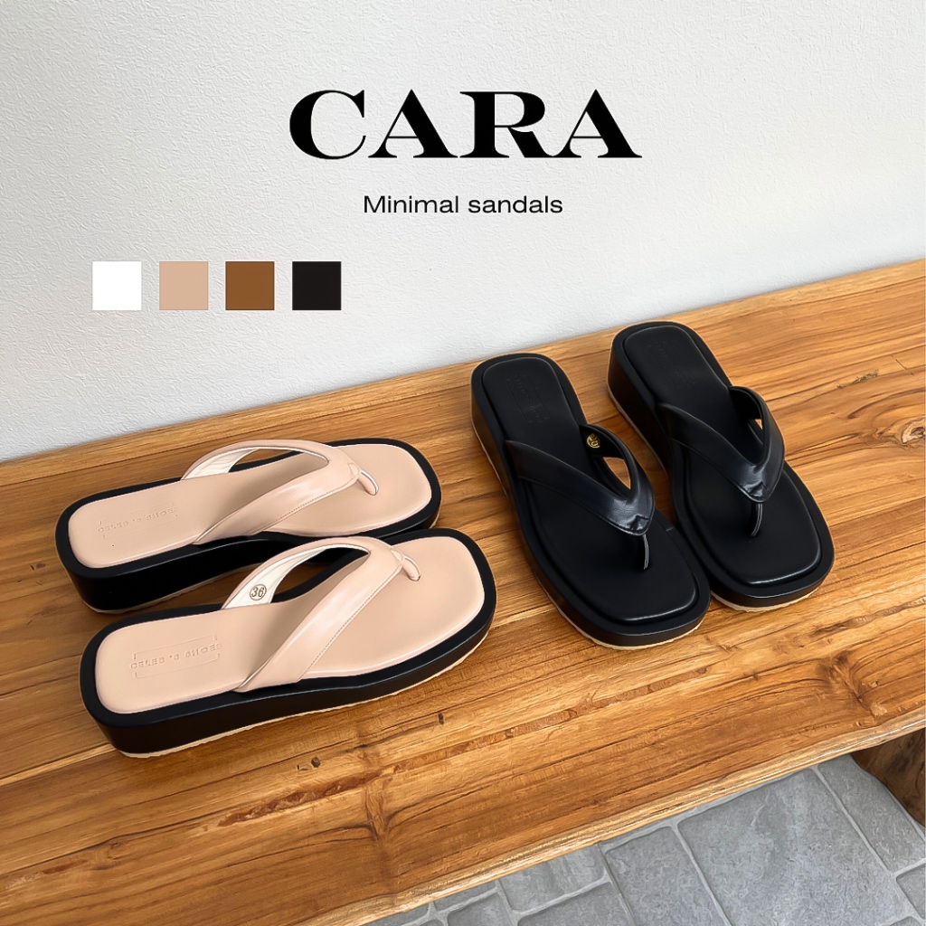 CARA รองเท้าแตะสไตล์มินิมอล น้ำหนักเบาใส่สบาย บุฟองน้ำนุ่มนิ่มทุกจุด "สูง 1.3 นิ้ว"