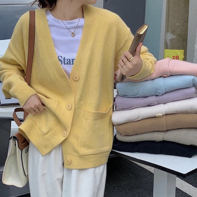 TATA (พร้อมส่ง) เสื้อคลุมไหมพรมผ้านุ่ม สีพาสเทล เสื้อคลุมกันหนาว เนื้อผ้านุ่มใส่สบายไม่คันผิว