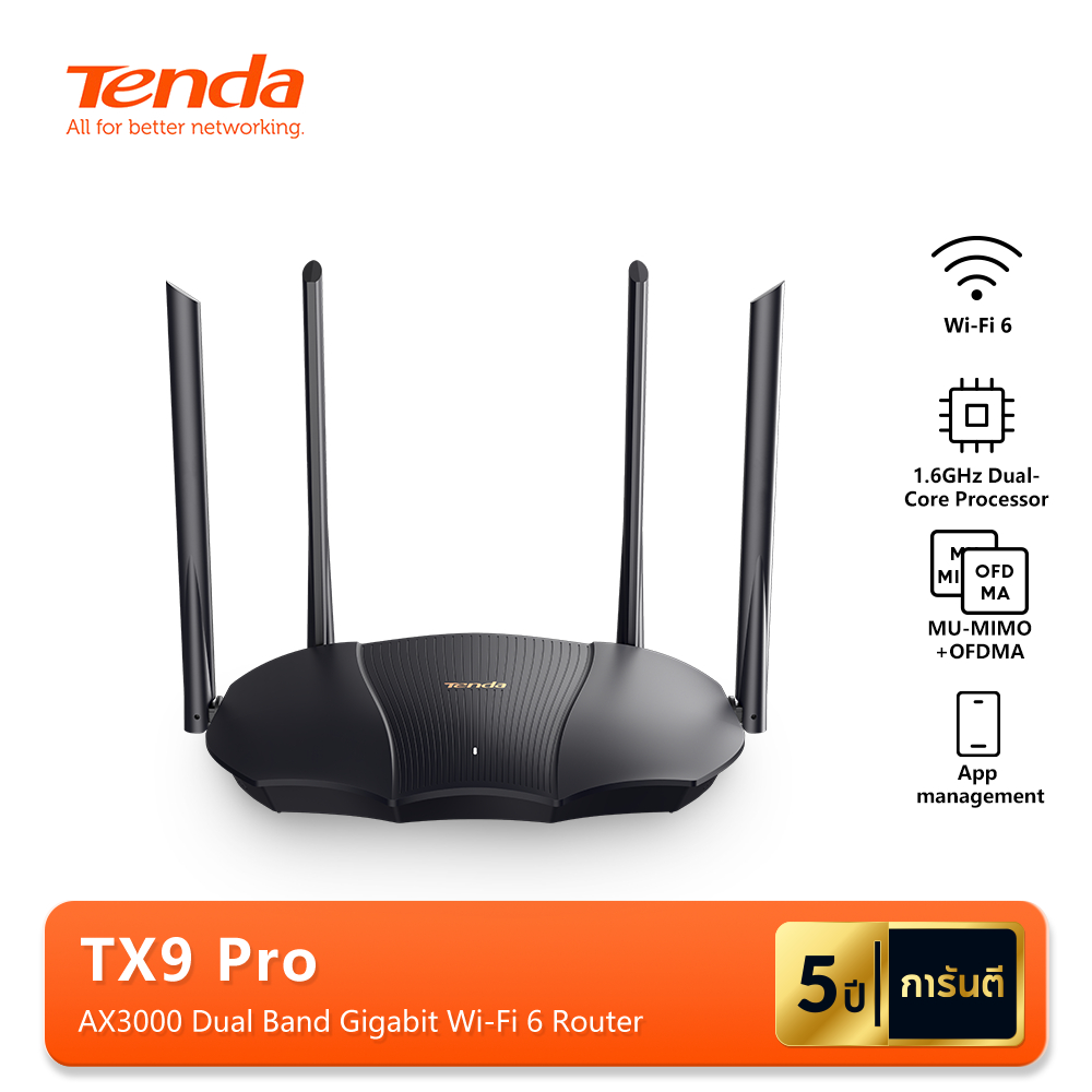 Tenda TX9 Pro AX3000 เราเตอร์ WiFi 6 Wireless Router รองรับเทคโนโลยี MU-MIMO