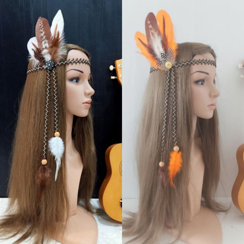 ที่คาดผมสไตล์โบฮีเมี่ยน คาดผมขนนก เชือกหยัก แต่งขนสลับสี พร้อมส่งจากไทย ร้านคนไทย