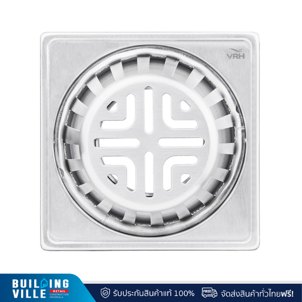 VRH ตะแกรงหัวน้ำฝนทรงสี่เหลี่ยม 4" ฝากลมท่อขนาด 2" FUVHU-W001GS