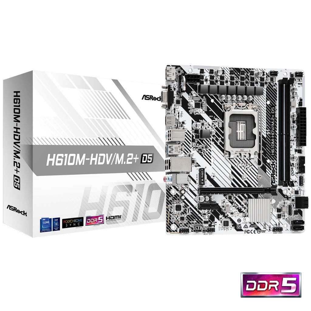 ASRock H610M-HDV/M.2+ D5 DDR5 Intel LGA1700 Motherboard เมนบอร์ด