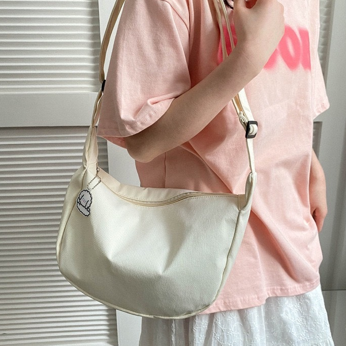 กระเป๋าสะพายไหล่ V27 สีพื้น ผ้าแคนวาส ใบใหญ่ สไตล์เกาหลี น่ารักๆ พร้อมส่งในไทย