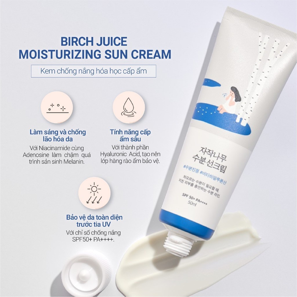 ครีมกันแดด Round Lab Birch Juice Moisturizing Sun Cream SPF50+ PA++++ 50ml ราคา ถูกที่สุด ดีลบีเคเค แกลเลอรีภาพที่ 4