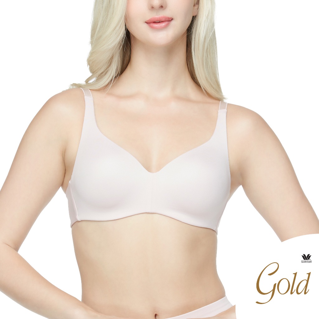 Wacoal Gold บราเพื่อสุขภาพแบบไร้โครง เนื้อผ้านุ่มสบาย รุ่น WO1544 สีชมพู (WR)