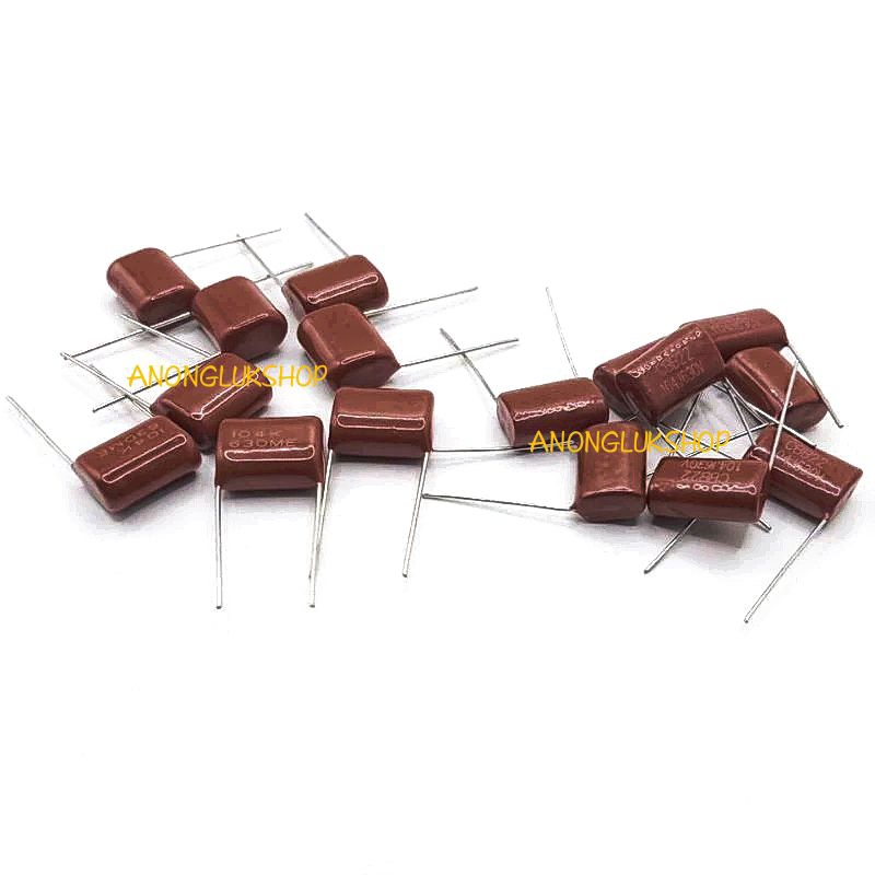 10ตัว 👉👉C104/630V ไมล่า 104K630V(0.1UF)คาปาแบบไม่มีขั้ว ระยะขา 15มิล